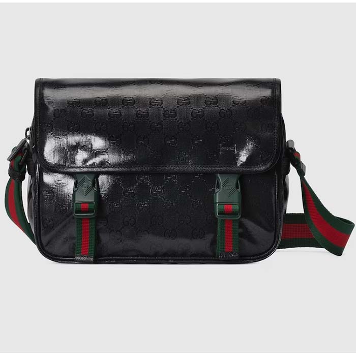 Gucci Unisex GG Crystal Messenger Bag Black GG Crystal Canvas Nylon Lining Style ‎760123 FACLK 1094