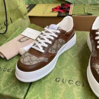 Gucci Unisex GG Sneaker Brown Leather Rubber Sole Mid-Heel (2)