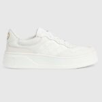Gucci Unisex GG Sneaker Bianco Grigio Tela Supreme Tacco Medio