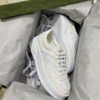 Gucci Unisex GG Sneaker White Grey Supreme Canvas Mid-Heel (1)