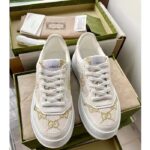 Gucci Unisex GG Sneaker White Leather Lace-Up Mid-Heel - immagine 3