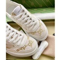 Gucci Unisex GG Sneaker White Leather Lace-Up Mid-Heel (7)