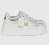 Gucci Unisex GG Sneaker White Leather Lace-Up Mid-Heel (7)