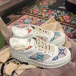 Gucci Unisex GG Sneaker White Leather Rubber Sole Mid-Heel – Image 2