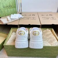 Gucci Unisex GG Sneaker White Leather Rubber Sole Mid-Heel (17)