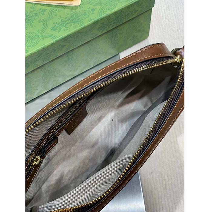 Gucci Unisex Messenger Bag Interlocking G Beige Ebony GG Supreme Canvas Brown Leather Style ‎675891 92THG 8563 (11)