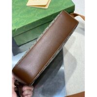Gucci Unisex Messenger Bag Interlocking G Beige Ebony GG Supreme Canvas Brown Leather Style ‎675891 92THG 8563 (9)