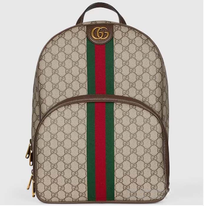 Gucci Unisex Ophidia GG Backpack Beige Ebony GG Supreme Canvas Double G Style ‎779901 FABYY 9744