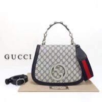 Gucci GG Women Blondie Medium Bag Beige Blue GG Supreme Canvas (1)