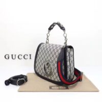 Gucci GG Women Blondie Medium Bag Beige Blue GG Supreme Canvas (1)