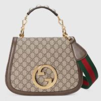 Gucci Women Blondie Medium Top Handle Bag Beige GG Supreme Canvas (5)