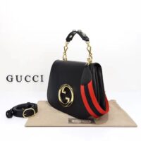 Gucci Women GG Blondie Medium Top Handle Bag Black Leather (4)