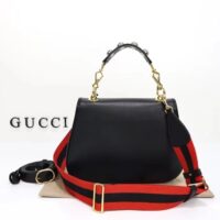 Gucci Women GG Blondie Medium Top Handle Bag Black Leather (4)