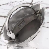 Gucci Women GG Blondie Mini Bucket Bag Silver Metallic Leather (6)