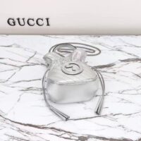 Gucci Women GG Blondie Mini Bucket Bag Silver Metallic Leather (6)