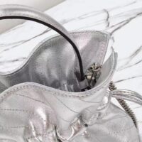 Gucci Women GG Blondie Mini Bucket Bag Silver Metallic Leather (6)