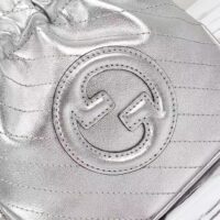 Gucci Women GG Blondie Mini Bucket Bag Silver Metallic Leather (6)