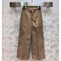 Gucci Women GG Canvas Pant Belt Loops Wide Leg Cropped Length (12)