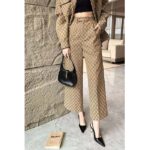 Gucci Women GG Canvas Pant Belt Loops Wide Leg Cropped Length – Bild 11