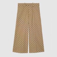 Gucci Women GG Canvas Pant Belt Loops Wide Leg Cropped Length (12)