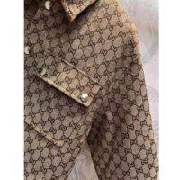 Gucci Women GG Canvas Shirt Point Collar Dropped Shoulder Long Sleeves (4)