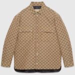 Gucci Women GG Canvas Shirt Point Collar Dropped Shoulder Long Sleeves