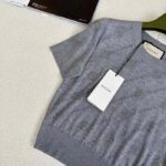 Gucci Women GG Cashmere Crewneck Interlocking G Grey Diagonal Stripe Crystals - Image 9