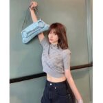 Gucci Women GG Cashmere Crewneck Interlocking G Grey Diagonal Stripe Crystals - Image 11