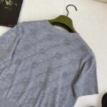 Gucci Women GG Cashmere Crewneck Interlocking G Grey Diagonal Stripe Crystals - Image 7