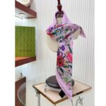 Gucci Women GG Flora Print Silk Carré Multicolor Purple Twill - Image 4