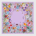 Gucci Women GG Flora Print Silk Carré Multicolor Purple Twill