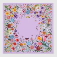 Gucci Women GG Flora Print Silk Carré Multicolor Purple Twill (3)