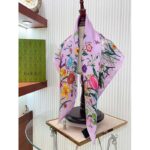 Gucci Women GG Flora Print Silk Carré Multicolor Purple Twill - Image 3
