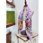 Gucci Women GG Flora Print Silk Carré Multicolor Purple Twill - Image 5