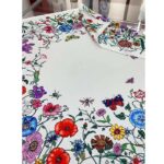 Gucci Women GG Flora Print Silk Carré Multicolor White Twill - Image 3