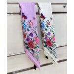 Gucci Women GG Flora Print Silk Carré Multicolor White Twill - Image 7