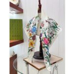 Gucci Women GG Flora Print Silk Carré Multicolor White Twill - Image 5