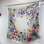Gucci Women GG Flora Print Silk Carré Multicolor White Twill - Image 2