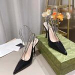 Gucci Women GG Gucci Signoria Slingback Pump Black Patent Leather High Heel - Imagen 6