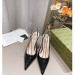 Gucci Women GG Gucci Signoria Slingback Pump Black Patent Leather High Heel - Imagen 4