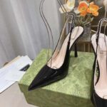 Gucci Women GG Gucci Signoria Slingback Pump Black Patent Leather High Heel - Imagen 7