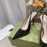 Gucci Women GG Gucci Signoria Slingback Pump Black Patent Leather High Heel (3)