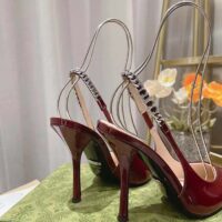 Gucci Women GG Gucci Signoria Slingback Pump Red Patent Leather High Heel (5)