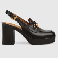 Gucci Women GG Horsebit Mule Black Leather Double Ring Bar Style ‎771566 0G0V0 1000 (7)