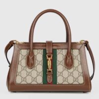 Gucci Women GG Jackie 1961 Small Tote Bag Beige Canvas (11)