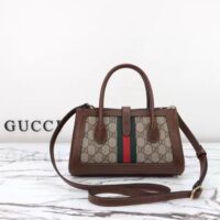 Gucci Women GG Jackie 1961 Small Tote Bag Beige Canvas (11)