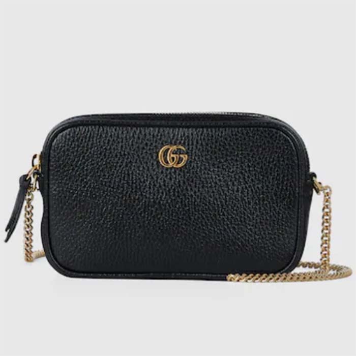 Gucci Women GG Marmont Super Mini Shoulder Bag Black Leather