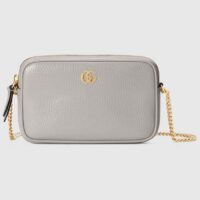 Gucci Women GG Marmont Super Mini Shoulder Bag Grey Leather (7)