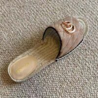 Gucci Women GG Matelassé Canvas Espadrille Sandal Double G Flat (5)