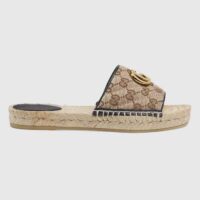 Gucci Women GG Matelassé Canvas Espadrille Sandal Double G Flat (5)